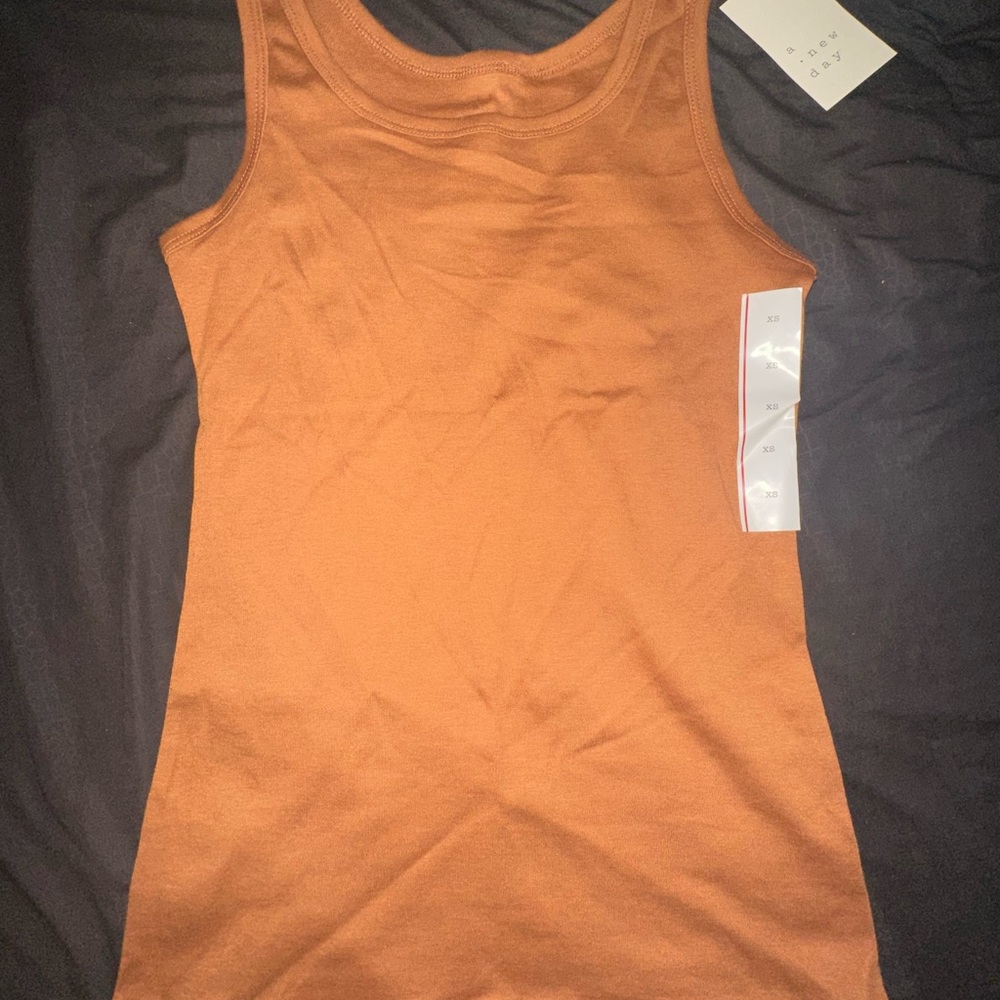 A New Day Orange Fitted Sleeveless Tank Top